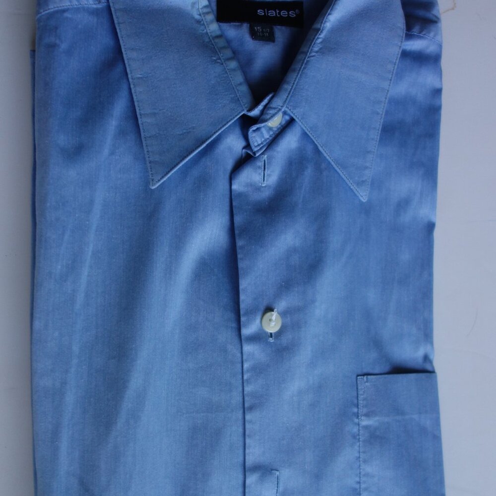 slates Men's Blue 15.5 34/35 60% Cotton 40% Polyester Shirt